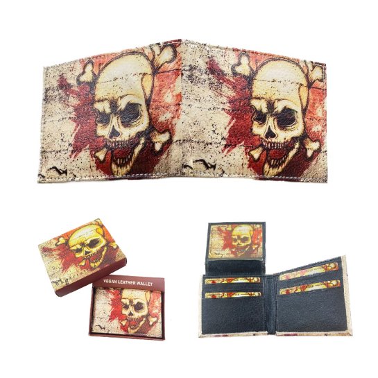 Vegan LEATHER Wallet [Bifold] Skull